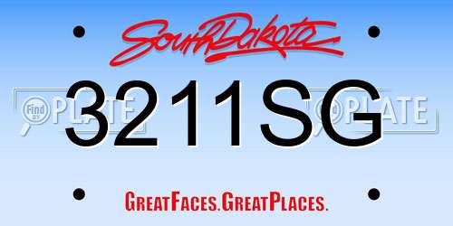 3211SG South Dakota License Plate