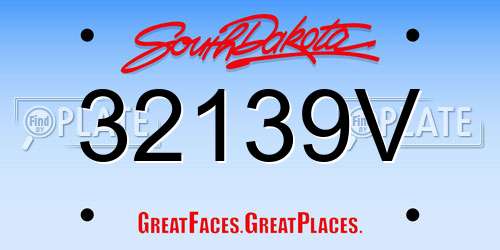 32139V South Dakota License Plate