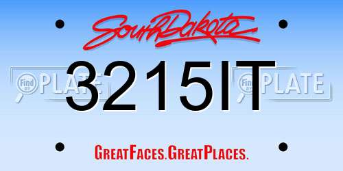 3215IT South Dakota License Plate