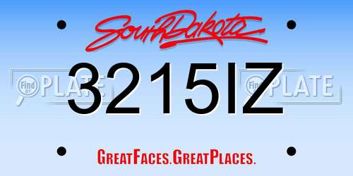 3215IZ South Dakota License Plate