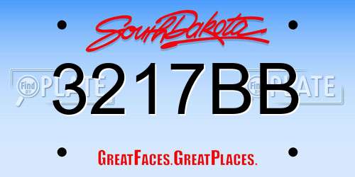 3217BB South Dakota License Plate