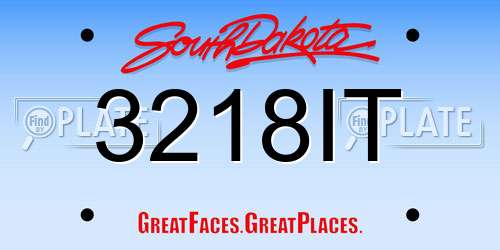 3218IT South Dakota License Plate