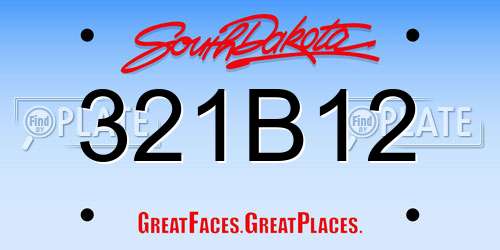 321B12 South Dakota License Plate