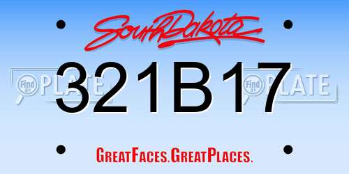 321B17 South Dakota License Plate