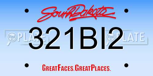 321BI2 South Dakota License Plate