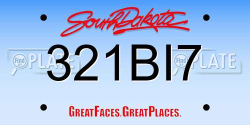 321BI7 South Dakota License Plate