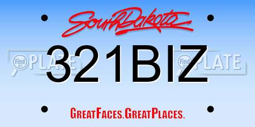 321BIZ South Dakota License Plate