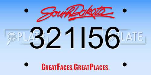 321I56 South Dakota License Plate