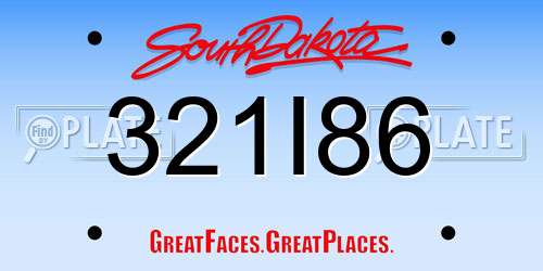 321I86 South Dakota License Plate
