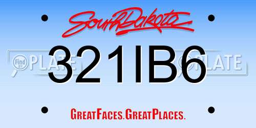 321IB6 South Dakota License Plate