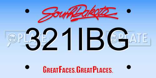 321IBG South Dakota License Plate