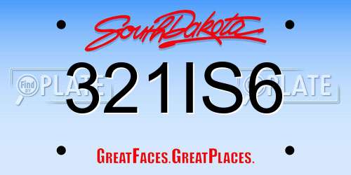321IS6 South Dakota License Plate