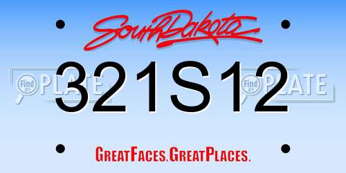 321S12 South Dakota License Plate