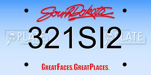 321SI2 South Dakota License Plate