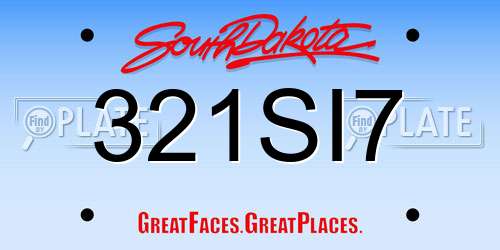 321SI7 South Dakota License Plate