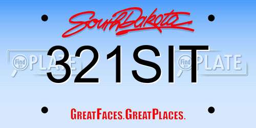 321SIT South Dakota License Plate
