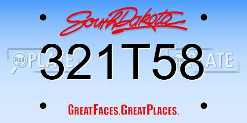 321T58 South Dakota License Plate