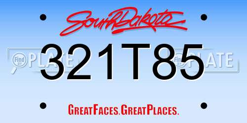 321T85 South Dakota License Plate