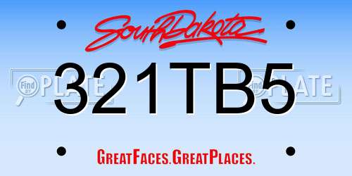 321TB5 South Dakota License Plate