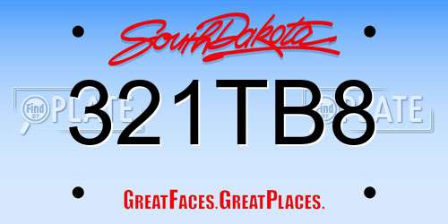 321TB8 South Dakota License Plate