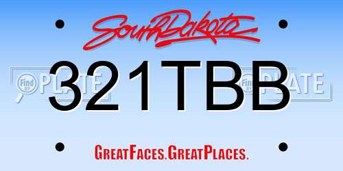 321TBB South Dakota License Plate