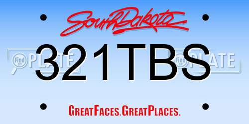 321TBS South Dakota License Plate