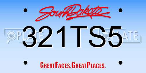 321TS5 South Dakota License Plate