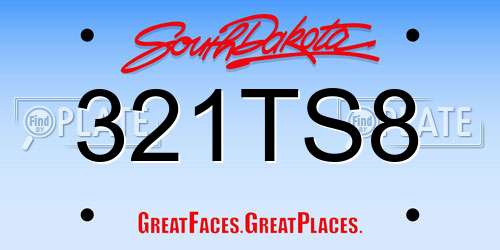 321TS8 South Dakota License Plate