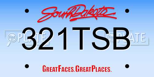 321TSB South Dakota License Plate