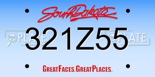 321Z55 South Dakota License Plate