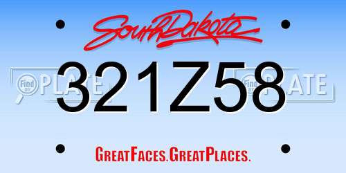 321Z58 South Dakota License Plate