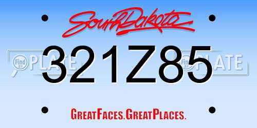 321Z85 South Dakota License Plate
