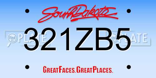 321ZB5 South Dakota License Plate