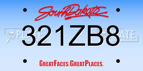321ZB8 South Dakota License Plate