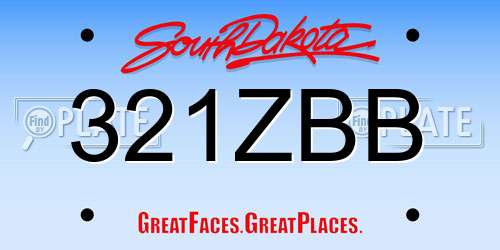 321ZBB South Dakota License Plate