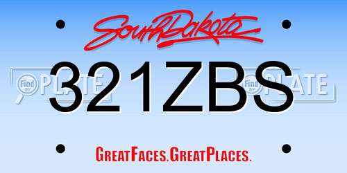321ZBS South Dakota License Plate