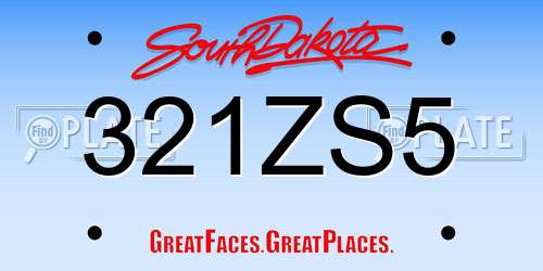 321ZS5 South Dakota License Plate