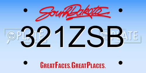 321ZSB South Dakota License Plate