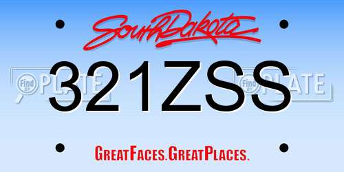 321ZSS South Dakota License Plate