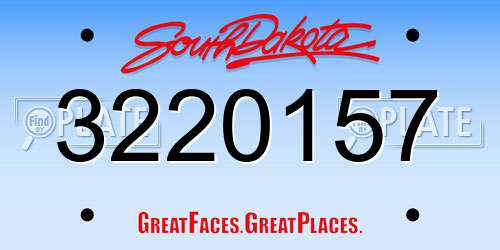 3220157 South Dakota License Plate