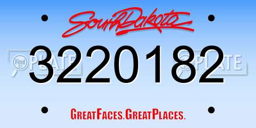 3220182 South Dakota License Plate