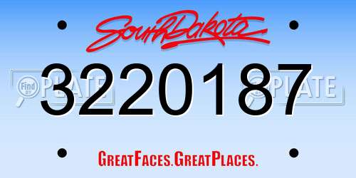 3220187 South Dakota License Plate