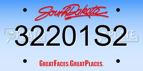 32201S2 South Dakota License Plate