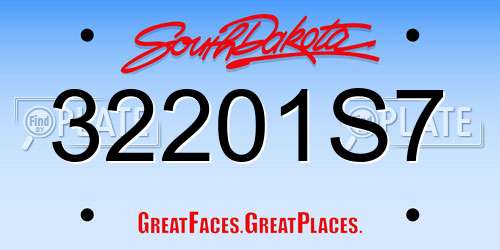 32201S7 South Dakota License Plate
