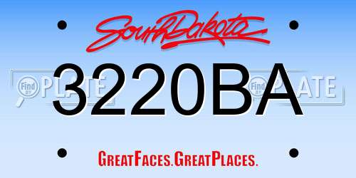 3220BA South Dakota License Plate
