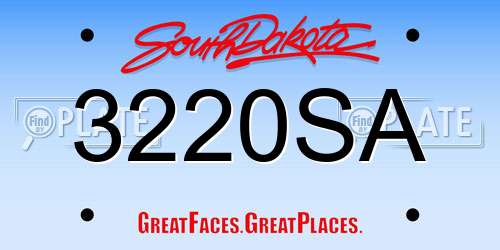 3220SA South Dakota License Plate