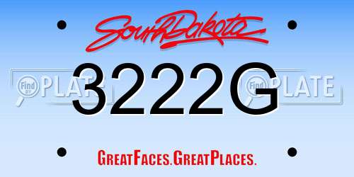 3222G South Dakota License Plate