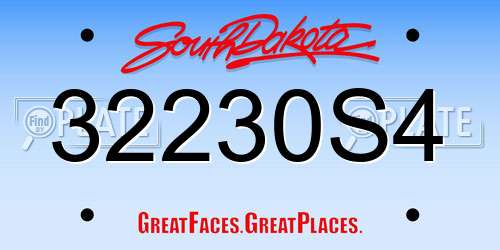 32230S4 South Dakota License Plate