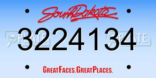 3224134 South Dakota License Plate