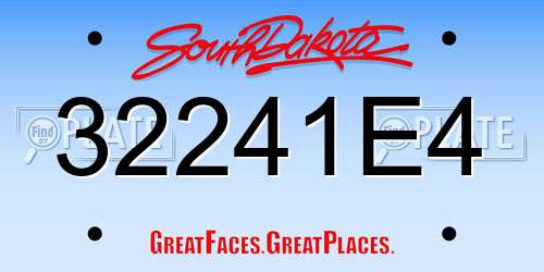 32241E4 South Dakota License Plate